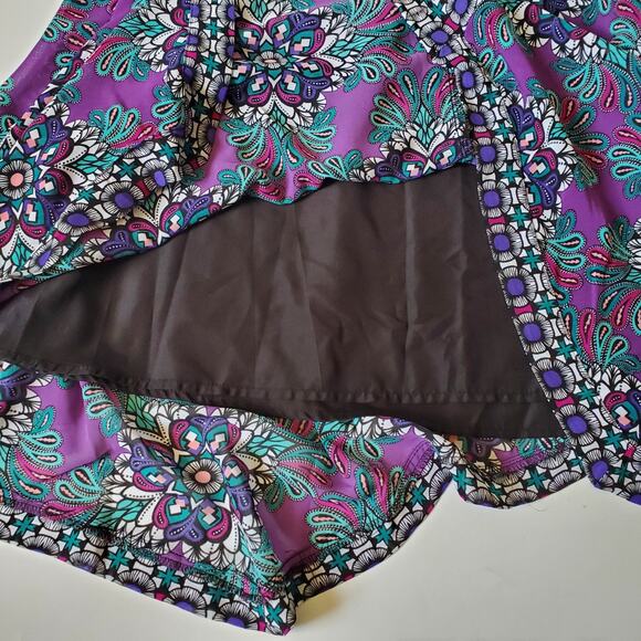 Nicole Miller Printed Empire Waist Hanki Hem Midi Dress Drawstring Empire Waist - Picture 9 of 14